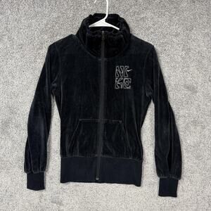 Nike Velour Track Jacket S Full Zip Athletic Dept Retro Y2K McBling Athleisure